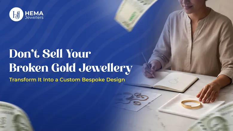 Broken gold jewellery redesigned into custom bespoke jewellery